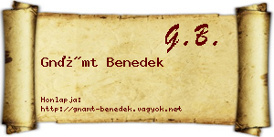 Gnámt Benedek névjegykártya