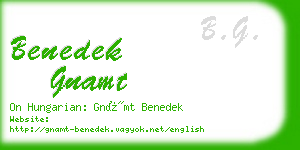 benedek gnamt business card